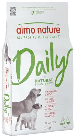 Almo Nature Daily - Crocchette per Cani Adulti - Gusto Manzo e Riso - Cibo Secco Completo e Bilanciato - Sacco da 12 kg