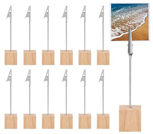 ARROMI 12 Stück Fotohalter Mit Klammern, Fotoständer, Fotohalter, Foto Halter Mit Klammer, Tischkartenhalter Fotohalter, Postkartenständer, für Hausdekoration, Büro, Hausdekoration, Party ﻿