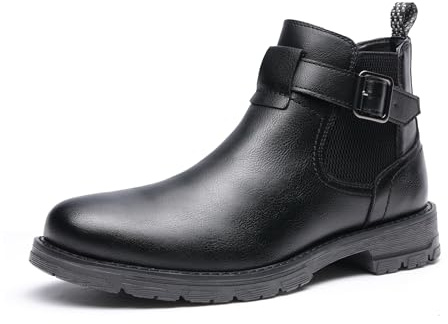 Bruno Marc Stivaletti Chelsea Uomo, Design Classico e Casual, Comodi Slip-on alla Caviglia,Size 47,Nero,BMEMAB2503