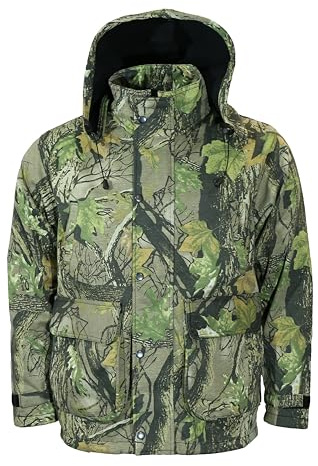 Dallaswear Camo herrjacka | Kamouflagejacka idealisk för utomhussport | fiskejacka | jaktjacka | kamouflagejacka avtagbar huva | patronficka, Guds landsko, XL