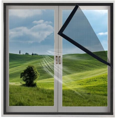 Kitchen Fly Screen Basement Window 105x190cm Black Roller Blind for Insect Protection Window to Slide