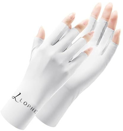LOPHE UV-handskar för gelnaglar, UV-skyddshandskar för manikyr, sommar, is, silke, andningsbar, fingerlös handske för nagellampa, hudvård, solskyddshandske för körning, cykling, golf, fiske