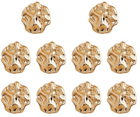 10Pcs Gold Buttons, Shirt Fashion Metal Gold Buttons for Sewing, Zinc Alloy Irregular Shape Button, Beautiful Golds Color Shank Blazer Button for Women's Coat, Shirt, Suit & Jacket