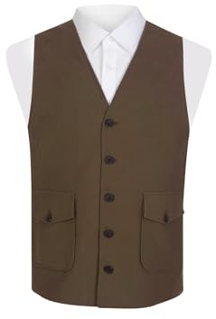 Dobell Mens Taupe Moleskin Waistcoat Regular Fit 100% Cotton-L (42-44in)