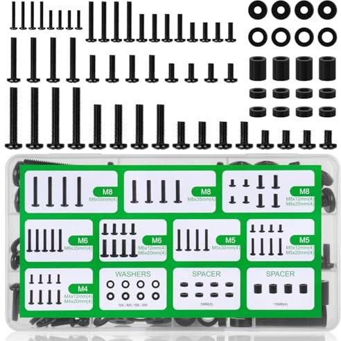 Universal TV Mounting Hardware Kit, TV Bracket Screws, 68Pcs M4 M5 M6 M8 Universal VESA Screws, Bolts, Spacers & Washers for Most TV Mount, Wall Bracket and TV Stand, Fits TVs Up to 80 Inches