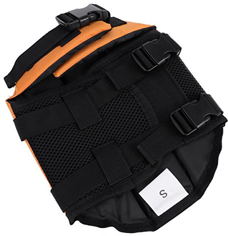 TEHAUX Ripstop Pet Life Preserver Jacket for Dogs Puppy Orange S Breathable Sweat-absorbing Vest with Reflective High-visibility Quick Release Buckles and Leash D-ring for Walks