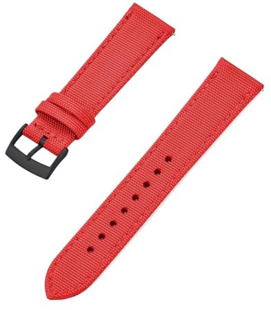 LUGEMA Bracelet De Montre En Toile Voile Imperméable, Bracelet Cuir, 18 Mm, 20, 22, Nylon À Dégagement Rapide(Red-Black Buckle,18mm)