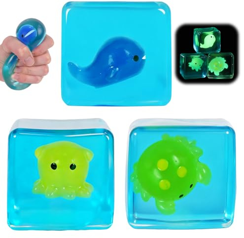 Copfeqyr 5.5cm 3 Pack Glow Squishy Cube Slow Rising Fidget Toys