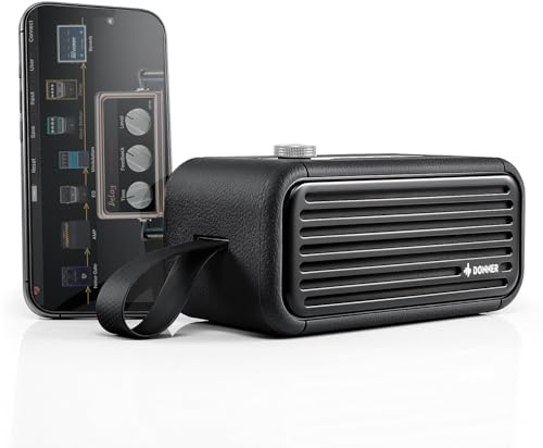 Donner Go 25W Mini Electric Guitar Amp, Smart App Control, Bluetooth | 25W Mini Guitar Amp With 15 Built-In Tones, App Control, Bluetooth 5.4, 4000mAh Battery, Dual Speakers, And USB-C Charging