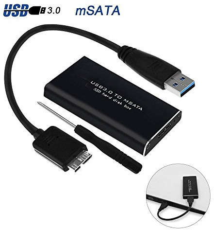 RGBS Convertitore USB 3.0 da SSD a mSATA, per driver SSD da 30 mm x 30mm e 30 mm x 50 mm, velocità di trasferimento dati 6 Gbps, con supporto UASP, ideale per hard disk mSATA Samsung, Sandisk, Toshiba