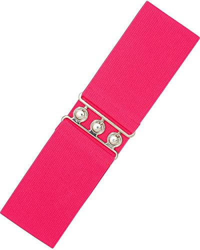 Ro Rox Ceinture Large Élastique Femme Taille Haute Style Rétro Vintage – Ceinture Stretch pour Robes, Années 50 – Boucle Argent ou Or