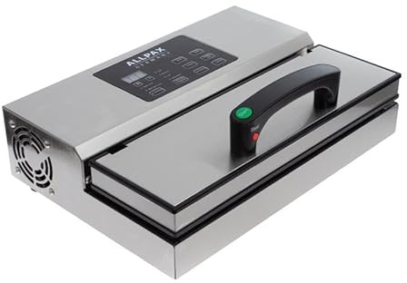 Vakuumiermaschine P 370 von ALLPAX - inkl. 100 Vakuumbeutel 20 x 30 cm - 97% Vakuumleistung - Schweißnaht 5 mm Breit & 310 mm Lang - mit Puls-System (Teilvakuum) - mit zusätzlicher Marinierfunktion