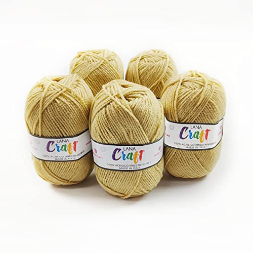 Panini Tessuti, 250 gram – 50 g ullnystan – Made in Italy – finns i flera färger för unicinettstickning och sticknålar nr 3,5 och 4–50 g, 133 m – DIY, garn, ull