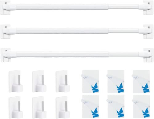 3Stück Vitragestangen mit Selbstklebehaken für Fenster Küche DIY-Projekte Ausziehbar Vitragestangen 90-150CM Weiß