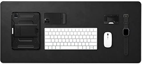 Spigen Desk Pad Velo Vegan PU Leather with Non Slip Rubber Mat - Black