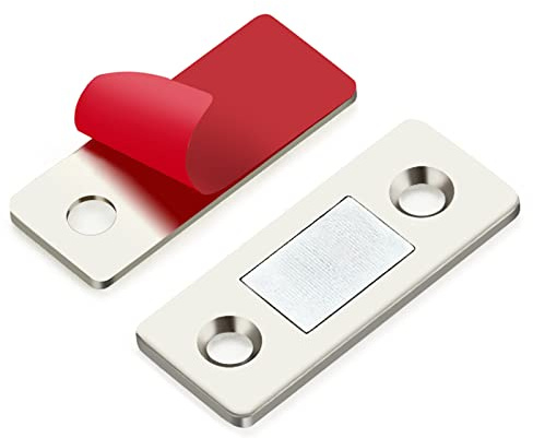 12 Pack Ultra Thin Cabinet Door Catch Stainless Steel Cabinet Magnetic Door Catch Cabinet Magnets Adhesive Drawer Latch Cabinet Magnetic Catch for Kitchen Closet Door Magnet Stick on Cupboard Wardrobe