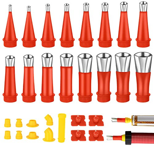 Flintronic Edelstahl Dichtungsdüse, 29 Stück Dichtmittel Abdichten Düsen, Dichtungsfinisher Silikon, Einteiliger Edelstahldüsen, Dichtmittel Finishing Werkzeug für KüChe Badezimmer
