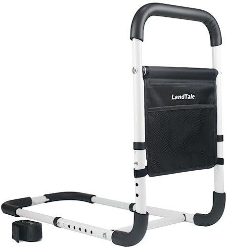 LandTale Binari di assistenza per letto regolabili con borsa, maniglia di sicurezza, prevenzione delle cadute, maniglioni per letto, canne da letto, per anziani, adulti, anziani, disabili, per letto