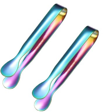 Eiszange, Zuckerzange, Mini-Servierzange, Edelstahl, Vorspeisenzange (Regenbogenfarben)