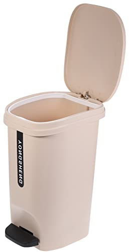 DEARMAMY Poubelle À Pédale - Poubelle À Pédale En Plastique 10L Poubelle Avec Couvercle Corbeille À Déchets Conteneur Poubelle Pied Poubelle De Salle De Bain Seau À Ordures Kaki