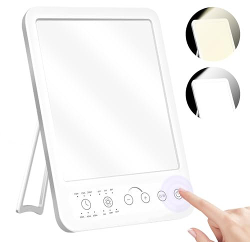 HOSPAOP Tageslichtlampe 10000 Lux, LED Lichttherapielampe UV-freie Tageslicht, LED Sonnenlicht Daylight Lampe mit Stufenlosem Dimmer, Vollspektrumlampe für Büro Schreibtisch Zuhause