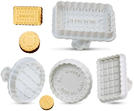 GROWTAIL 4pcs Cookie Cutters,Cookie Mold Press,Cookie Stamps Set, Pastry Molds for Kids Baking