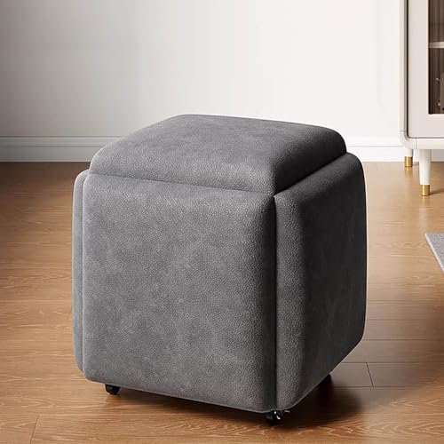 Cubo per sedere con ruote girevoli, sgabello impilabile per soggiorno, camera da letto, poggiapiedi mobile