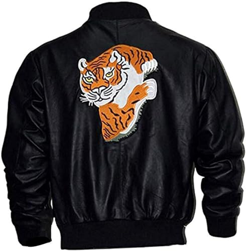Leather Verse Rocky Balboa Tiger Sylester Stallon Veste en satin noir | M-65 Bomber Slim Fit Jacket