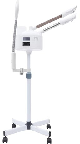 Yolancity Vaporizador facial 3 en 1, vaporizador facial de ozono, vapor, limpiador de poros con boquilla caliente y fría, dispositivo de vapor con luces LED y pantalla táctil inteligente para spa,