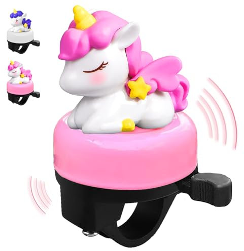 YOUYIKE Fahrrad Klingel, Fahrradklingel Kinder Jungen, Fahrrad Zubehör, Klingel Für Mädchen Geschenk Für Geburtstag,Weihnachten, Kinderfahrrad Laufrad Zubehör (Einhorn-pink)