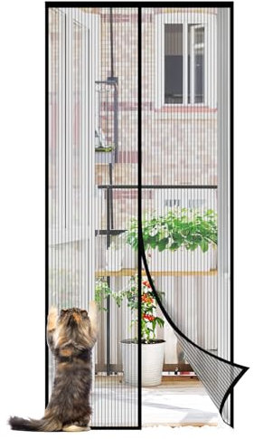 Sekey 200x220cm Ligne de Pêche Porte Moustiquaire Magnétique, Rideau magnétique anti-insectes, Ouverture et Fermeture Silencieuses, Facile à Apposer et à Assembler, Non Besoin de Perçage