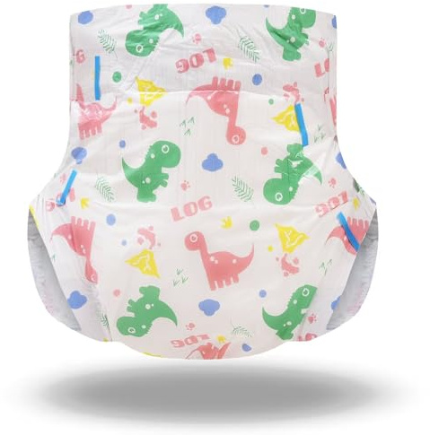 Landofgenie Adult Diaper 10 Pieces Disposable Adult Diapers for Incontinence with Overnight Absorbency, Unisex, Dino, Size M, (28-38 inch)
