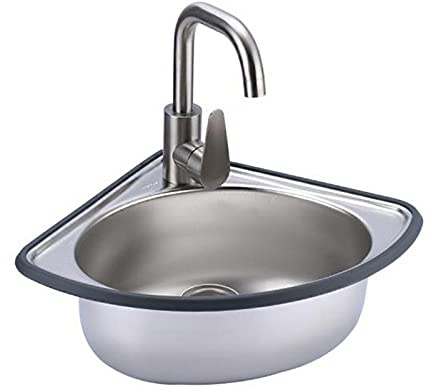 Lavabo de Pared Familiar Exquisito Lavabo de Pared Familiar Exquisito Simple, Material de Acero Inoxidable, diseño Triangular de 90°, tamaño pequeño, se Puede Instalar en la Esquina, ahorran