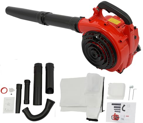 Souffleur et aspirateur à essence 3 en 1 avec moteur 2 temps et sac collecteur, 0,75 kW | 7000 tr/min | Vitesse de soufflage 80 m/s, aspirateur à main pour le nettoyage de pelouse, poussière, garage