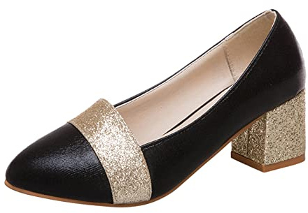 Nuqqichongtian Pumps, tacco piccolo, da donna, con tacco largo, scarpe da sposa, scarpe da festa, con cinturino alto, tacco alto, elegante da infilare