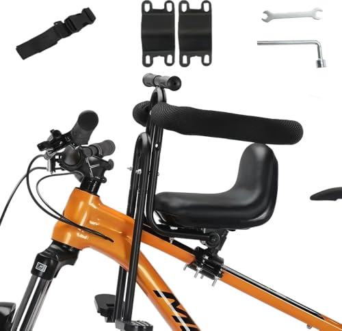 HIULLEN Child Bike Seat Front Mount, Kids Bike Seat with Handlebar Attachment and Guardrail, Front Mounted Bicycle Seats for Children 2-5 Years for Mountain and City Bikes