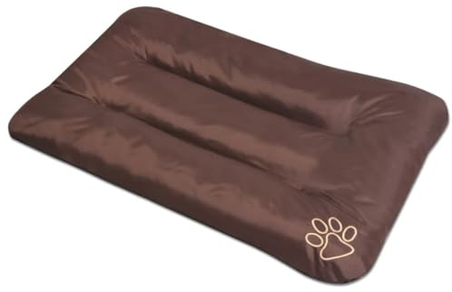 QUAHEAS Dog Bed XL Brown PU Coated Oxford Fabric 100 x 70 x 8 cm Water Resistant Washable Non-Slip Ideal as Sleeping Place Cushion Basket for Pet Sofa Travel Outdoor