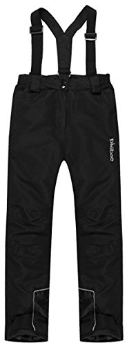 PHIBEE Boys' Waterproof Breathable Polyester Snowboard Ski Pants Black 6x