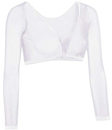 Women's Seamless Arm Shaper Slim Upper Sleeves Top Body Shaper Compression Vest Mesh Long Sleeves Bottoms (White, M)