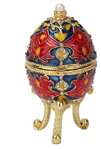 Hilitand Vintage emaillierten Schmuck Veranstalter Faberge Stil Ei Sammlerstück Osterei Diamante Trinket Box Dekoration Geschenk