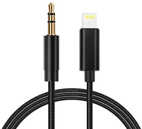 LcueGuk Cavo Aux iPhone [Certificato MFi], Lightning Jack, Cavo Audio per Auto iPhone, Adattatore per Cuffie Audio Ausiliario da Lightning a Jack da 3,5mm per iPhone 13 Pro Max 12