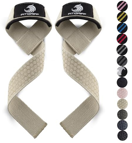 Fitgriff® Zughilfen (gepolstert) für Krafttraining, Bodybuilding, Fitness - Kreuzheben Gurte - Lifting Straps - für Frauen und Männer (Sand, Silicone, XS)