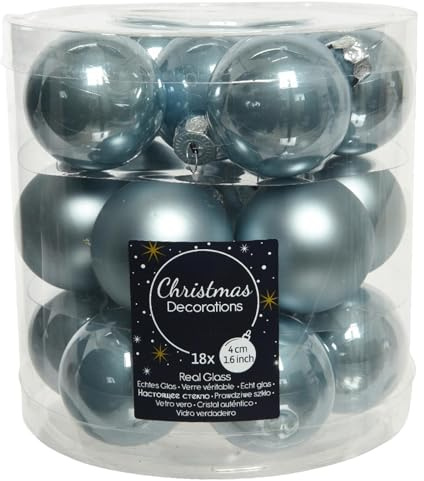 Dadeldo Living & Lifestyle Baumkugel Baumschmuck blau Glas 18tlg 4cm Weihnachtsdeko