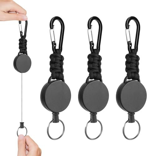 YUNPYCHY Portachiavi Retrattile, 3 Pezzi Portachiavi a Moschettone Resistente, Porta Badge Portachiavi Retrattile da 60cm, Badge Retrattile per Insegnante, Medico, Infermiere