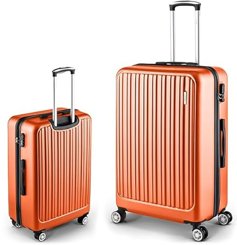 Easy Move ABS Hartschalenkoffer - Ergonomisch & Sicher - Mittelgroßer Trolley Koffer mit 360° Rädern, Zahlen-Schloss - Rollkoffer, Reisekoffer Medium (Orange, 65cm)