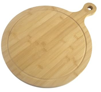 Piatti da pizza in legno da 33 cm (set da 2 da 4 pezzi) – Piatti, tagliere per pizza con manico, grande tagliere per pizza, rotondi, per pizza, piatti da portata, tagliere per pizza, tagliere per