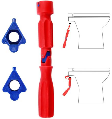 1 set di chiavi idrauliche per sedile WC, strumento di serraggio per sedile WC con 2 teste di ricambio, strumento di montaggio universale per rimozione, installazione e riparazione, pratico manufatto