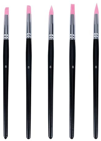 5 Piezas Pinceles de Silicona para Pintura por Números, Bolígrafo de Punteado de Goma Silicona – Herramientas para Modelado, Cerámica, Escultura, Arte de Uñas y Pintura