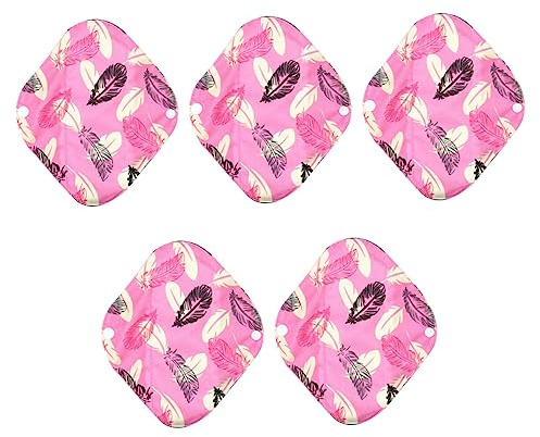 ERINGOGO 5 piezas Compresas Menstruales Reutilizables de Almohadillas Sanitarias Lavables de Fibra de Diseño Práctico y Ecológico para Mujeres