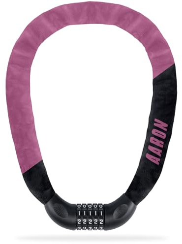 AARON Lock One - Antivol pour vélo, avec code numérique à 5 chiffres - Antivol à chaîne en acier et niveau de sécurité élevé - Pour vélo électrique, VTT, vélo de trekking, de randonnée et de course